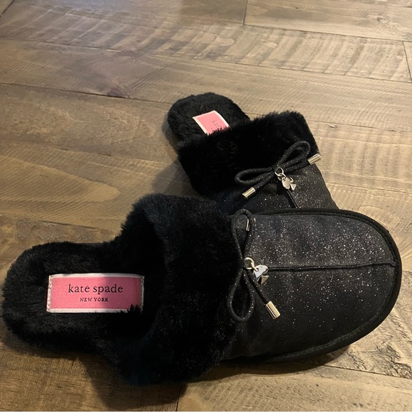Kate Spade | Black Sparkled Lacey Slippers - Picture 2 of 2